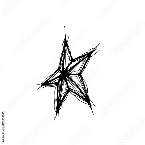 Whimsical star doodle captures abstract charm with jagged lines in minimalist sketch aesthetic