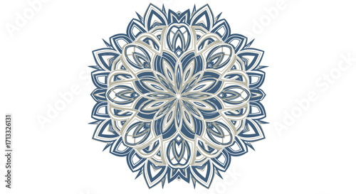 Intricate Geometric Mandala Design with Blue and Gray Tones for Meditative Art and Spiritual Design Projects, Usable for Relaxation and Creative Visuals