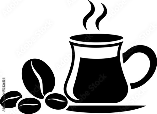 Coffee with Coffee Beans Vector Illustration Modern