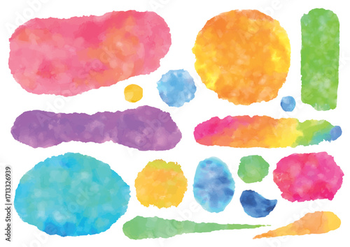 colorful watercolor parts in various rough shapes set of 16