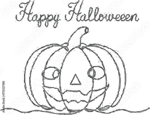Happy Halloween with a simple pumpkin design for spooky season greetings and party invitations