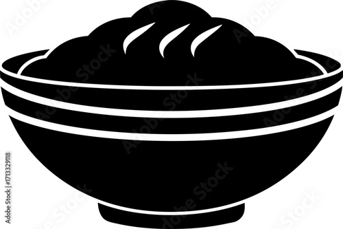 Stylish Korean Rice Bowl Silhouette Vector Illustration