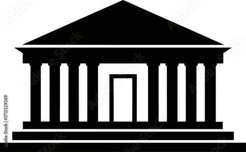 Stylish Roman Senate Building Silhouette Vector Illustration