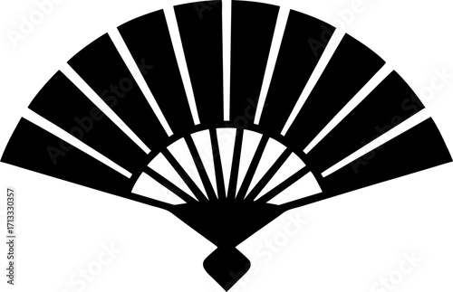 Traditional Fan Silhouette Vector Illustration Black