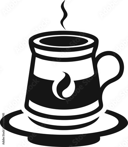 Turkish Coffee Black and White with White Background