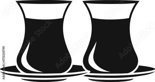 Turkish Tea Glasses Vector Illustration Clean Silhouette