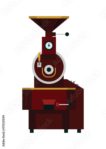 Coffee roasting machine. Simple flat illustration.