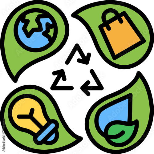Zero Waste Lifestyle lineal color icon