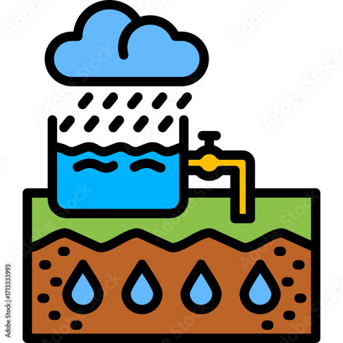 Rainwater Harvesting lineal color icon