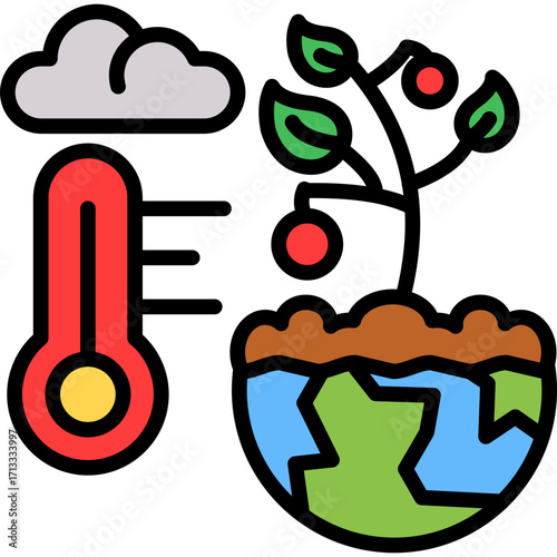 Climate Change Action lineal color icon