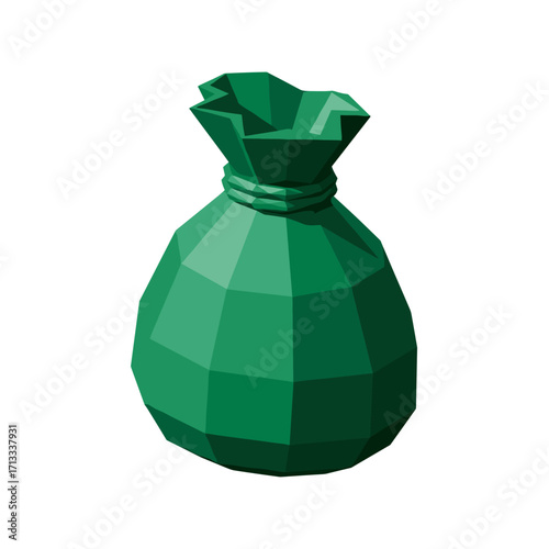 Green Polygonal Bag 3D Model for Graphic Design and Animation Projects