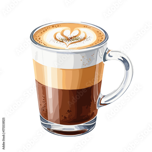 Delicious Creamy Latte in Clear Glass with Elegant Foam Art