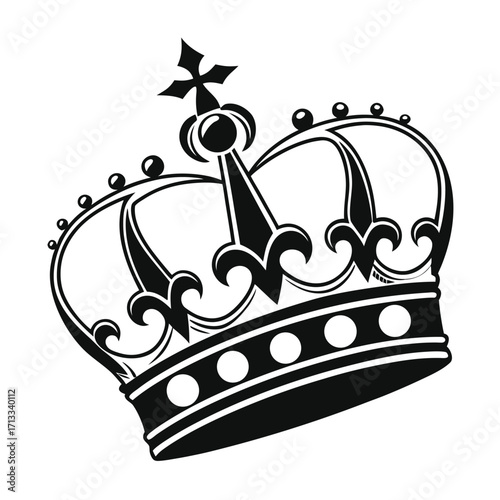 Classic Black and White Crown with Rounded Arches and Circular Accents royal royalty