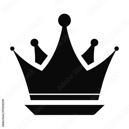 Solid Black Silhouette of a Simple Crown with Three Points and a Wide Base Band Keywords: crown, silhouette, black, icon, symbol, royalty, king, queen, monarch, power, leadership, authority, regal