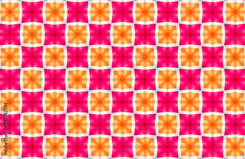 Abstract geometric pattern with vibrant colors and symmetrical design, eye-catching visual impact