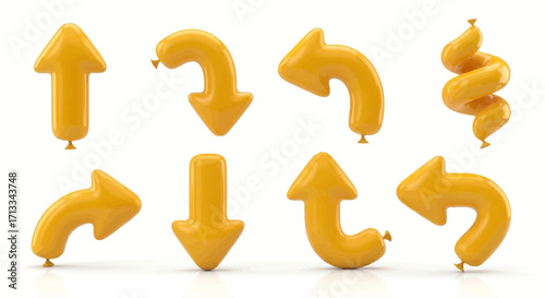 Arrow Icon Set Vector Collection Yellow Direction Signs Modern Style