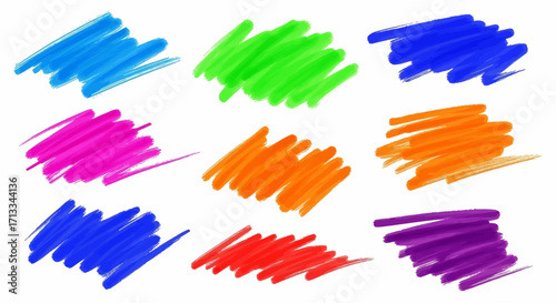 Abstract Vector Illustration of Brush Strokes in Colorful Design with Modern Style
