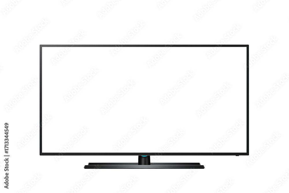 Fototapeta premium LCD TV screen with Empty White Display, mockup of a large modern black TV isolated on transparent cutout background, cut out, png