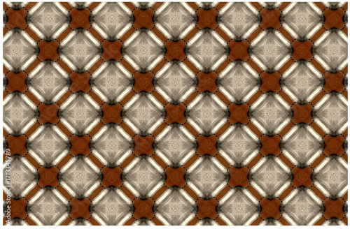 Geometric Pattern Brown and Beige Interlocking Diamond Design