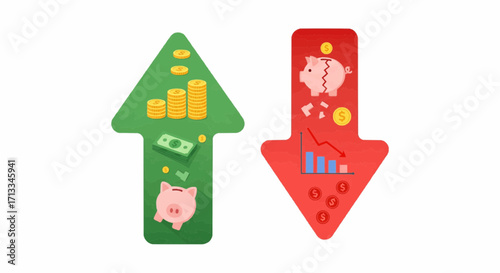 Financial Growth and Decline Upward and Downward Trends in Investments and Savings