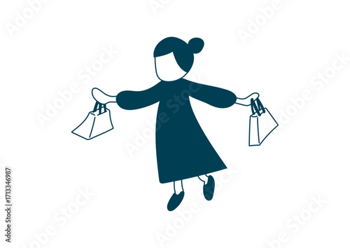 買い物袋を持つ女性のイラスト素材