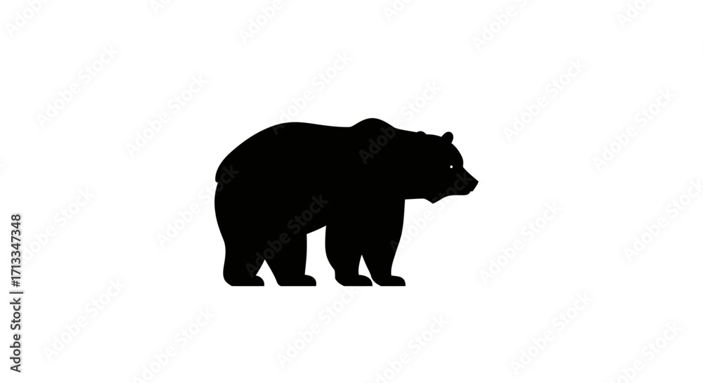Fototapeta premium A black bear silhouette illustration on a white background, ideal for nature, wildlife, and design projects. imagefx_9kkfu3_via_RJ_ImageFX_Auto