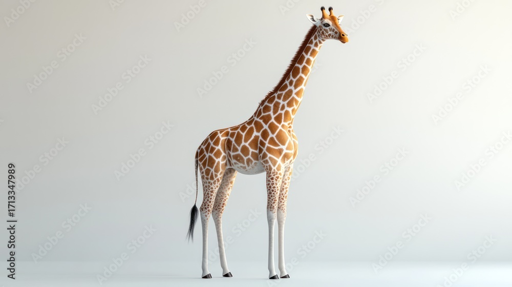 Fototapeta premium 3D Giraffe Studio Shot Against Plain Background