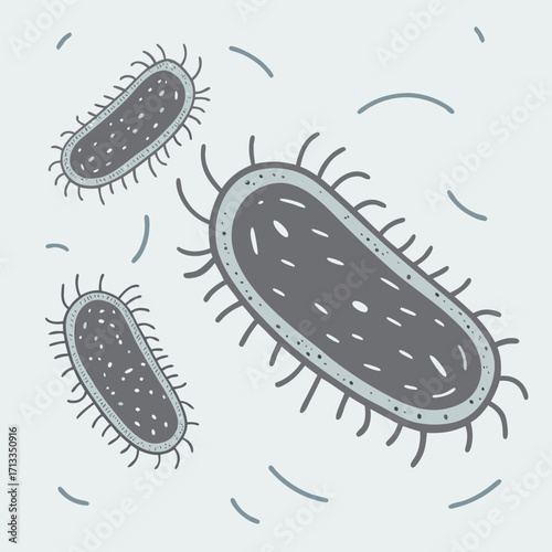 Three Cartoon Bacteria Microbes microorganism germ