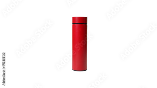 Red Thermos Bottle on White
