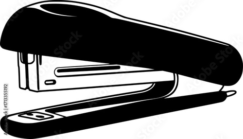 black and white silhouette of a stapler vector on a white background
