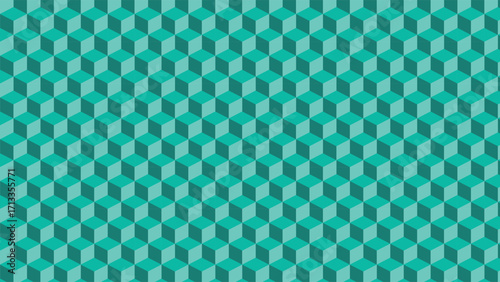 Abstract turquoise cube background featuring bold 3D geometric shapes, perfect for modern design, digital art, business graphics, technology themes, and creative projects.