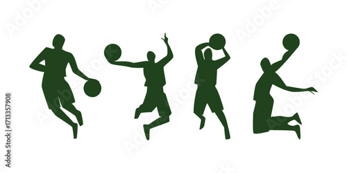 Dynamic basketball player silhouette vector showcasing sports action pose, ideal for team posters, athletic event designs, and fitness-related graphic projects