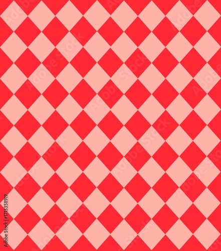 Bright red and pink seamless diamond checkered pattern, playful and energetic background.