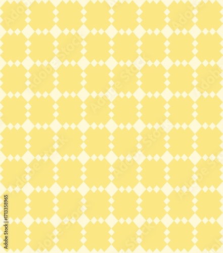 Bright yellow seamless floral star geometric pattern, cheerful and sunny abstract background.