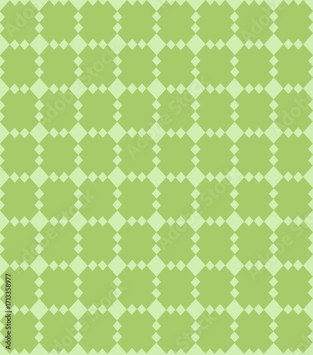 Fresh green seamless geometric floral star pattern, eco and natural inspired background.