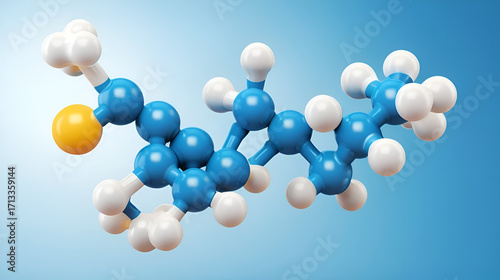 Molecular model of vitamin D3, cholecalciferol, 3D illustration. A water-soluble vitamin, a steroid hormone, it maintains blood calcium and phosphorus levels, and also mineralization of bone