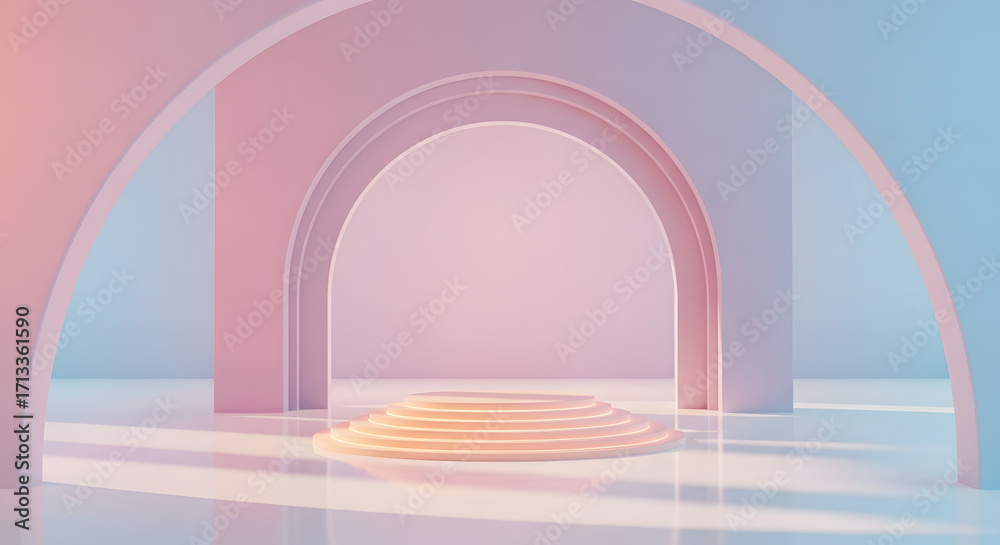 Obraz premium Clean 3D Arch Background with Podium