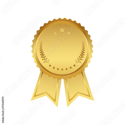 Premium gold medal with clean design. Achievement award.