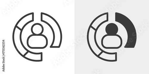 Stakeholders Diagram Icon Set in Outline and Mixed Style Vector Illustration