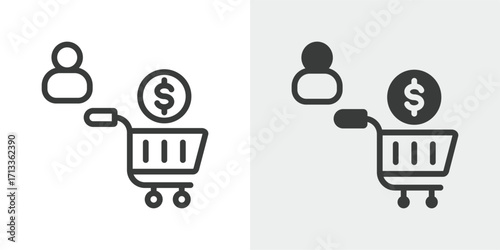Buyer Icon Set in Outline and Mixed Style Vector Illustration