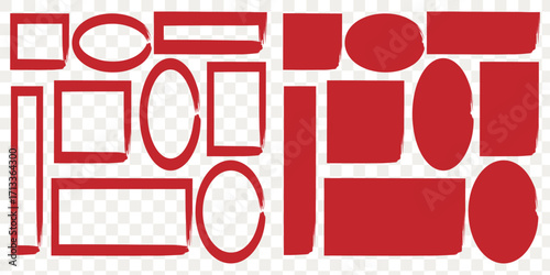 Brush frame rough rectangle box shape set. Text box frame rough grunge square, oval paint shape element. Hand drawn texture grunge brush rectangle, circle round text border. eps 10.......