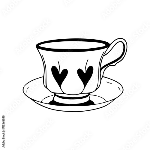 cute teacup and saucer vector illustration