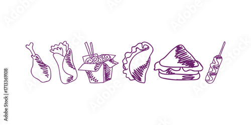 Extensive collection of food and drink vector web icons showcasing beverages, snacks, fast food, kitchenware, utensils, and culinary symbols for digital design projects