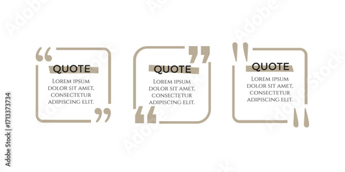 Vector set of quote box icons in various styles and shapes for text highlights, quotes, commentary, and dialogue in blogs, websites, and communication platforms