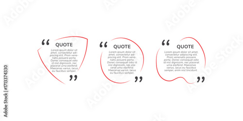 Quote box icon set including texting quote boxes, blank quote templates, speech bubble quotes, blog symbol, conversation design, communication decoration vector illustration