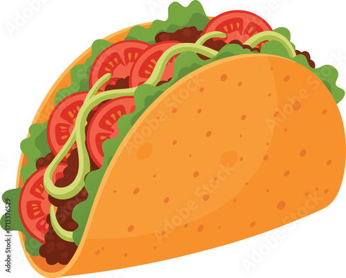 Classic Beef Taco with Fresh Tomato, Lettuce, and Savory Filling for Tasty Mexican Meal