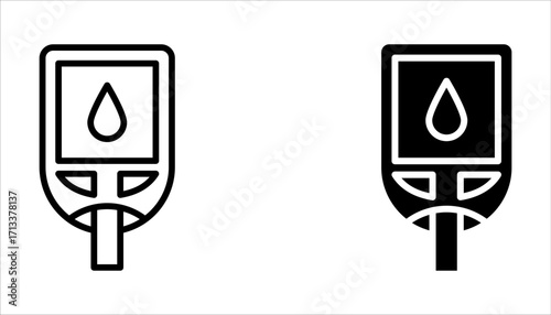 Glucometer icon set, Blood glucose meter test, testing strip diabetes Glucose monitor, glucometer pharmacy on white background