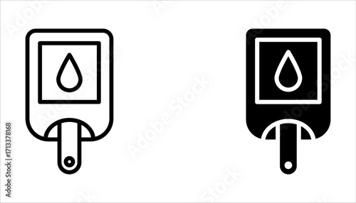 Glucometer icon set, Blood glucose meter test, testing strip diabetes Glucose monitor, glucometer pharmacy on white background