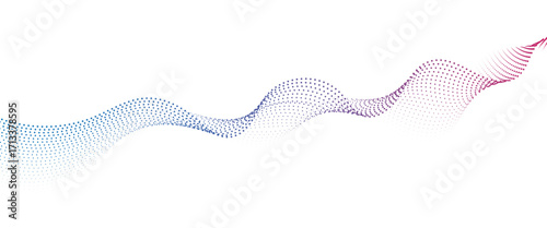 Flowing Dot Wave halftone gradient pattern on transparent background	

