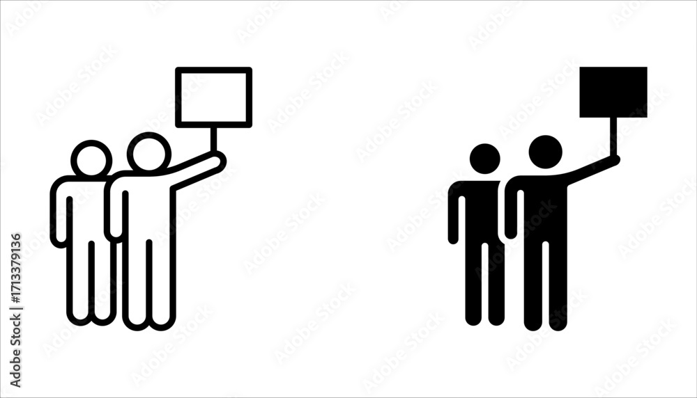 Fototapeta premium Activism line icon set. Containing protest, activist, demonstration on white background